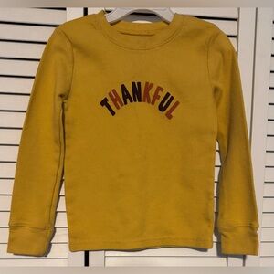 Yellow Thanksgiving Thankful Print Thermal Long Sleeve Shirt